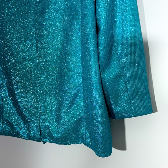 Meshki Becky Shimmer Oversized Blazer Dress Aquamarine L Mermaid Glitter Festive - Picture 13 of 16